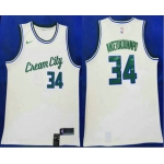 Men's Milwaukee Bucks #34 Giannis Antetokounmpo NEW Cream 2020 City Edition NBA Swingman Jersey