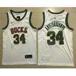 Men's Milwaukee Bucks #34 Giannis Antetokounmpo White 2017-2018 Nike Swingman Throwback Stitched NBA Jersey