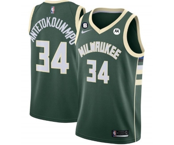 Men's Milwaukee Bucks #34 Giannis Antetokounmpo White With No.6 Patch Stitched Basketball Jersey