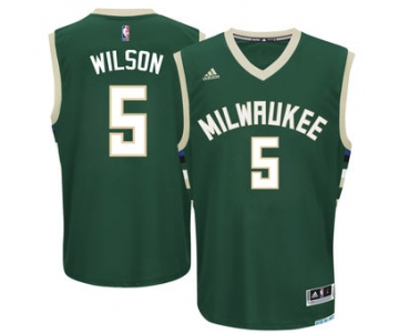 Men's Milwaukee Bucks #5 D.J. Wilson adidas Green 2017 NBA Draft Pick Replica Jersey