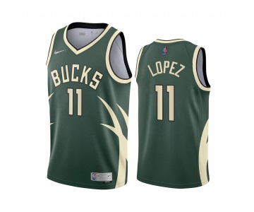 Milwaukee Bucks #11 Brook Lopez Green NBA Swingman 2020-21 Earned Edition Jersey