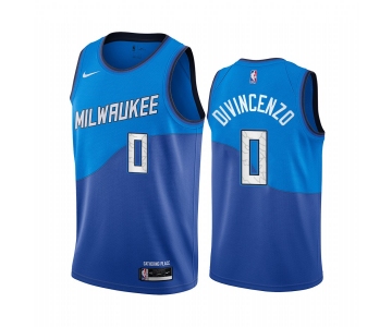 Nike Bucks #0 Donte Divincenzo Blue NBA Swingman 2020-21 City Edition Jersey