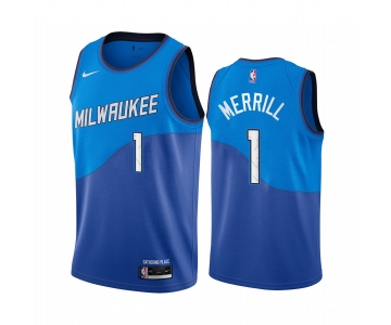 Nike Bucks #1 Sam Merrill Blue NBA Swingman 2020-21 City Edition Jersey