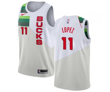 Nike Bucks #11 Brook Lopez White NBA Swingman Earned Edition Jersey