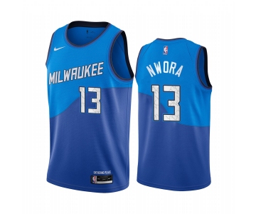 Nike Bucks #13 Jordan Nwora Blue NBA Swingman 2020-21 City Edition Jersey