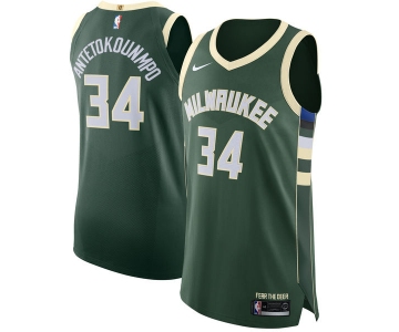 Nike Bucks #34 Giannis Antetokounmpo Green NBA Authentic Icon Edition Jersey