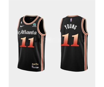 Men's Atlanta Hawks #11 Trae Young 2022-23 Black City Edition Stitched Basketball Jersey