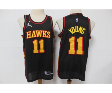 Men's Atlanta Hawks #11 Trae Young Black Jordan 75th Anniversary Diamond 2021 Stitched Jersey