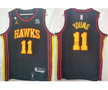 Men's Atlanta Hawks #11 Trae Young Black Stitched Jersey