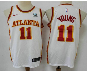 Men's Atlanta Hawks #11 Trae Young White 2020 NEW Swingman Stitched Nike NBA Jersey With The Sponsor Logo