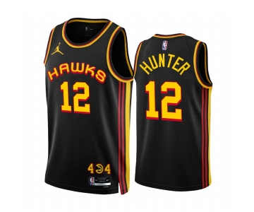 Men's Atlanta Hawks #12 De'Andre Hunter 2022-23 Black Statement Edition Stitched Jersey