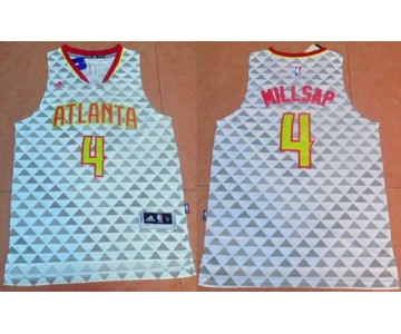 Men's Atlanta Hawks #4 Paul Millsap Revolution 30 Swingman 2015-16 New White Jersey