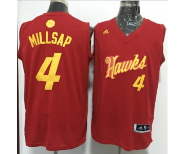 Men's Atlanta Hawks #4 Paul Millsap adidas Red 2016 Christmas Day Stitched NBA Swingman Jersey