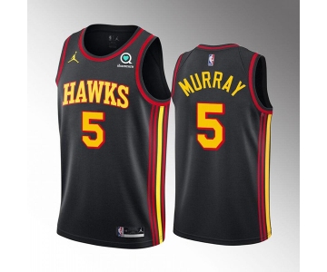 Men's Atlanta Hawks #5 Dejounte Murray Black Stitched Jersey