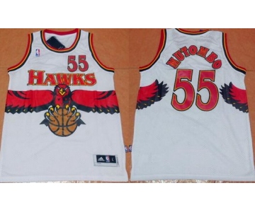 Men's Atlanta Hawks #55 Dikembe Mutombo 1990 White Hardwood Classics Soul Swingman Throwback Jersey