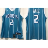 Men's Charlotte Hornets #2 LaMelo Ball Blue 2021 Brand Jordan City Edition Swingman Jersey With The Sponsor Logo