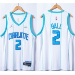 Men's Charlotte Hornets #2 LaMelo Ball White 75th Anniversary Stitched NBA Jersey