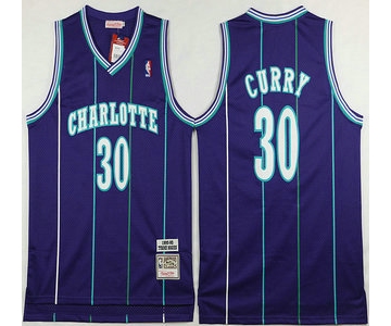 Men's Charlotte Hornets #30 Dell Curry 1992-93 Purple Hardwood Classics Soul Swingman Throwback Jersey