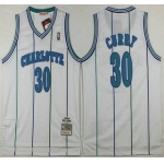 Men's Charlotte Hornets #30 Dell Curry 1992-93 White Hardwood Classics Soul Swingman Throwback Jersey