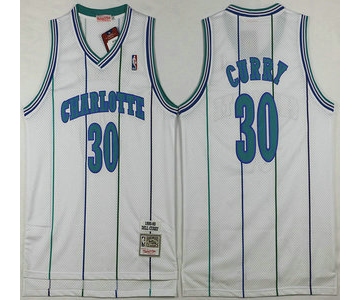 Men's Charlotte Hornets #30 Dell Curry 1992-93 White Hardwood Classics Soul Swingman Throwback Jersey