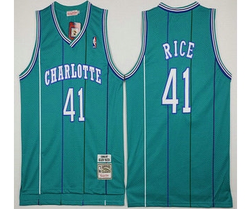 Men's Charlotte Hornets #41 Glen Rice Green Hardwood Classics Soul Swingman Throwback Jersey