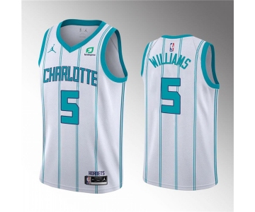 Men's Charlotte Hornets #5 Mark Williams 2022 Draft White Stitched Basketball Jersey