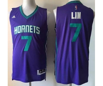 Men's Charlotte Hornets #7 Jeremy Lin Revolution 30 Swingman 2015 New Purple Jersey