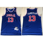 76ers 13 Wilt Chamberlain Blue Hardwood Classics Mesh Jersey