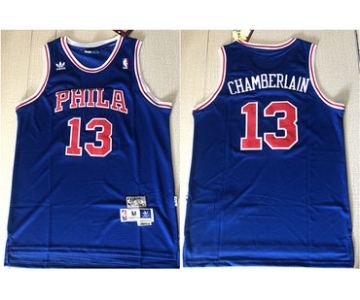 76ers 13 Wilt Chamberlain Blue Hardwood Classics Mesh Jersey