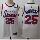 76ers #25 Ben Simmons White Basketball Swingman Hardwood Classics Jersey