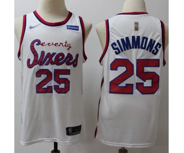 76ers #25 Ben Simmons White Basketball Swingman Hardwood Classics Jersey