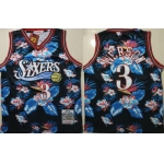 76ers 3 Allen Iverson Black 1997-98 Hardwood Classics Floral Fashion Swingman Jersey