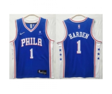 Men Philadelphia 76ers #1 James Harden Blue City edition Stitched jersey