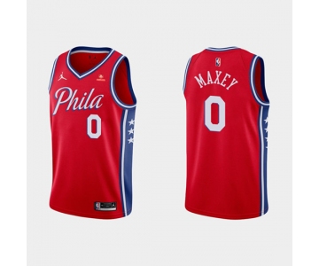 Men's Philadelphia 76ers #0 Tyrese Maxey Red Statement Edition Stitched Jersey