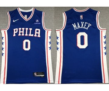 Men's Philadelphia 76ers #0 Tyrese Maxey Royal 75th Anniversary Icon Edition Swingman Stitched Jersey