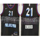 Men's Philadelphia 76ers #21 Joel Embiid NEW Black Nike 2021 Swingman City Edition Jersey