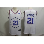 Men's Philadelphia 76ers 21 Joel Embiid Nike White 2018-19 Swingman Earned Edition Jersey