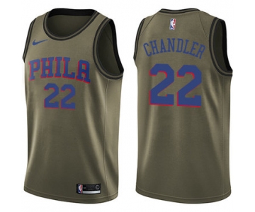 Men's Philadelphia 76ers #22 Wilson Chandler Swingman Green Basketball Salute to Service Jersey