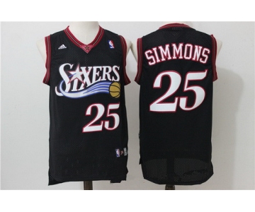 Men's Philadelphia 76ers #25 Ben Simmons Black Retro Revolution 30 Swingman Adidas Basketball Jersey