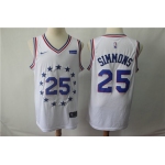 Men's Philadelphia 76ers 25 Ben Simmons Nike White 2018-19 Swingman Earned Edition Jersey