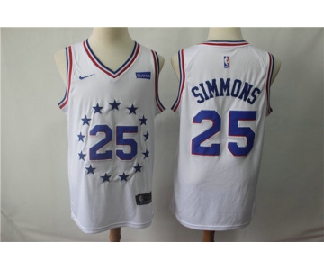 Men's Philadelphia 76ers 25 Ben Simmons Nike White 2018-19 Swingman Earned Edition Jersey