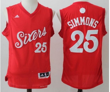 Men's Philadelphia 76ers #25 Ben Simmons Red adidas Red 2016 Christmas Day Stitched NBA Swingman Jersey