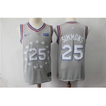 Nike 76ers #25 Ben Simmons Gray 2018-19 City Edition Swingman Jersey