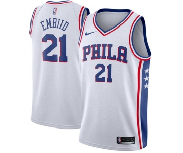 Nike Philadelphia 76ers #21 Joel Embiid White NBA Swingman Association Edition Jersey