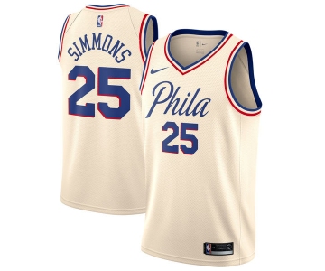 Nike Philadelphia 76ers #25 Ben Simmons Cream NBA Swingman City Edition Jersey