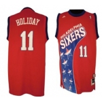 Philadelphia 76ers #11 Jrue Holiday ABA Hardwood Classic Fashion Swingman Red Jersey