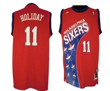 Philadelphia 76ers #11 Jrue Holiday ABA Hardwood Classic Fashion Swingman Red Jersey