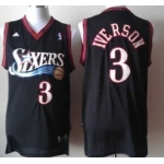 Philadelphia 76ers #3 Allen Iverson Revolution 30 Swingman Black Jersey