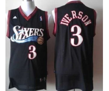 Philadelphia 76ers #3 Allen Iverson Revolution 30 Swingman Black Jersey