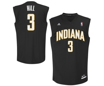 Indiana Pacers 3 George Hill Black Fashion Replica Jersey